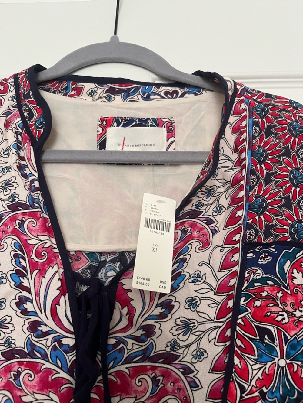Anthropologie Navy, Red and Cream Floral Boho Dress - Picture 4 of 5